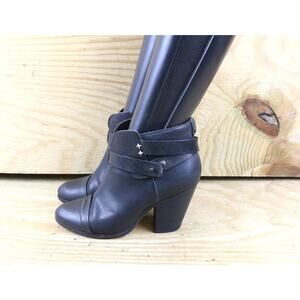 Rag and Bone Boots Womens 7 Black Leather Harrow Ankle Bootie Shoes Italy
